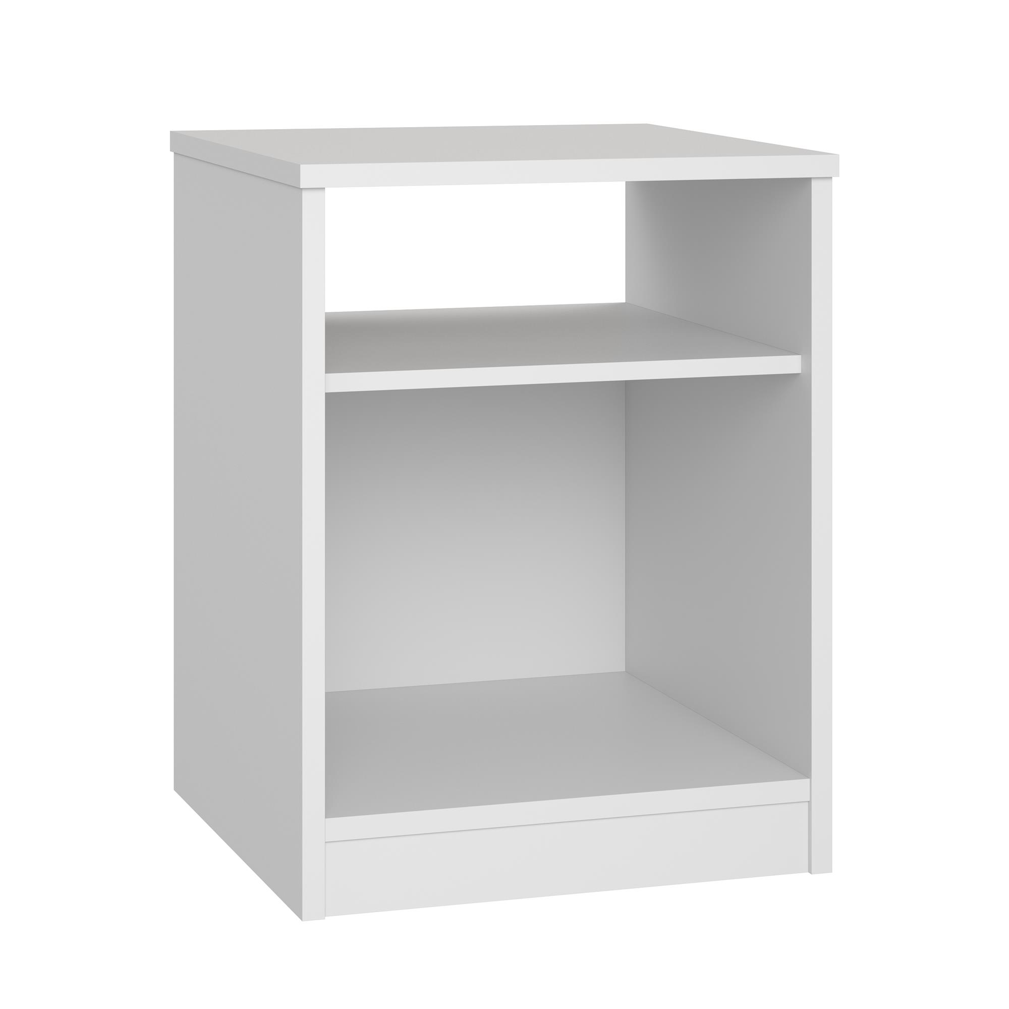Classic White Nightstand with Open Shelf & Cubby Storage