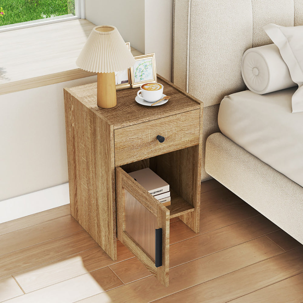 Nightstand with Drawer and Cabinet – Rustic Farmhouse Bedside Table with Storage - HomelyTimber