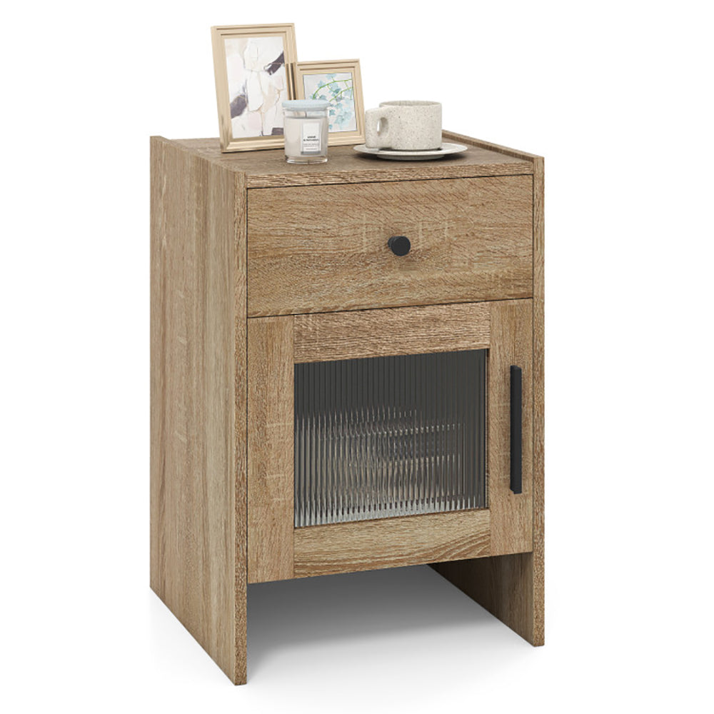Nightstand with Drawer and Cabinet – Rustic Farmhouse Bedside Table with Storage - HomelyTimber