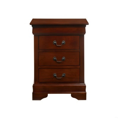 Elegant Cherry Wood Nightstand with 3 Drawers – Classic Storage Table for Bedroom - HomelyTimber