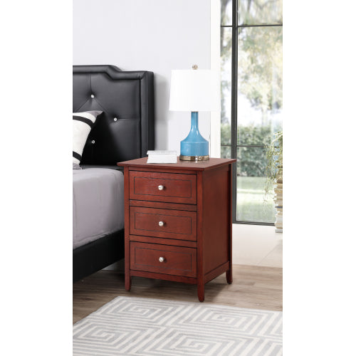 Transitional Cherry Nightstand with 3 Drawers – Storage Table for Bedroom - HomelyTimber