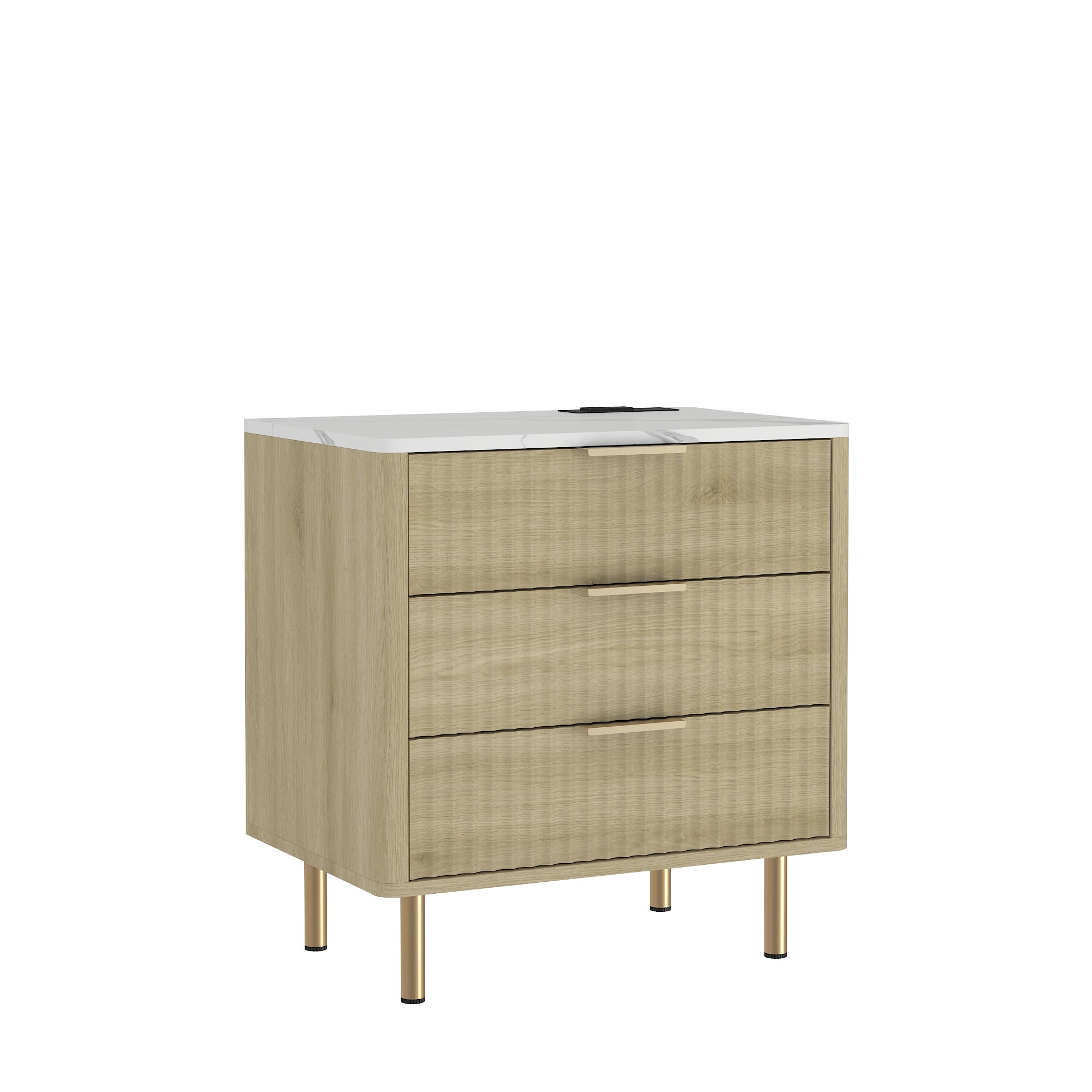 Nightstand with Charging Station & a Night Light - Modern Smart Storage Cabinet for Bedroom