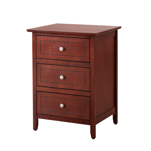 Transitional Cherry Nightstand with 3 Drawers – Storage Table for Bedroom - HomelyTimber